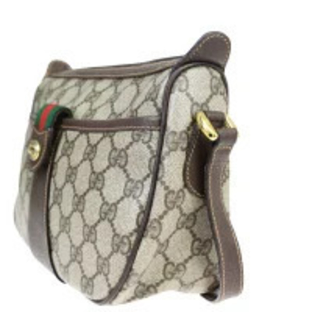 Gucci Bag Red Brown Shoulder Leather GG Green Sherry Brown Green